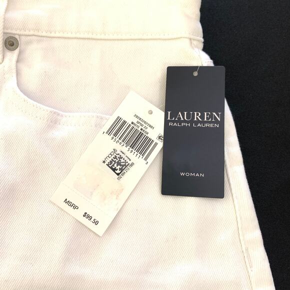 Lauren Ralph Lauren Womens White Shorts Plus Size 22W Raw Fringe Hem High Rise - Picture 4 of 14